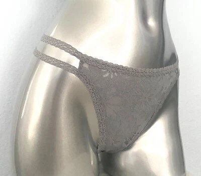 ROSA Victoria's Secret Nuevo con Etiquetas Gris Gris Oasis Tirantes Sexy Encaje Tanga Panty  Foto 1 de 4