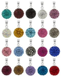 Sterling Silber Shamballa Anhänger mit Preciosa Kristalle Größen 8mm 12mm - Picture 1 of 15