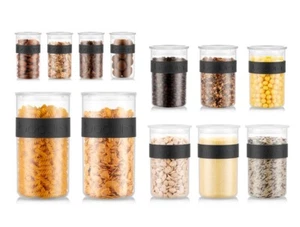 Bodum Presso Food Storage Containers Jars | Set Of 12pcs Clear/Black - Picture 1 of 5