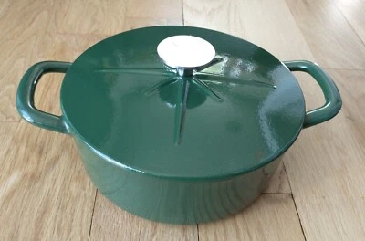 Cook's Essentials Sparkle Enamel Cast-Iron 3 Qt Quart Dutch Oven w/ Trivet Green - Image 1 of 4