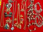 10 Vintage Necklaces; Mostly Metals; Some Pendants; Crystals;  Ages? See Closups