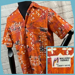Camisa De Colección Malihini Hawaii For Liberty House Mediana Naranja Aloha Bolsillo Combinado - Imagen 1 de 9