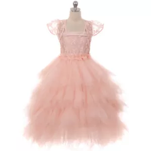 Vestido BLUSH Talla 12 Alto-Bajo Flor Niña Recital Dama de honor Formal Fiesta Cumpleaños - Imagen 1 de 4
