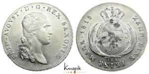 Sajonia, Federico Augusto I, Taler 1815 IGS, Dresde, Jaeger 22, vz-Stgl. - Imagen 1 de 1
