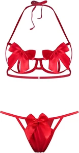 Sexy Womens Exotic Lingerie Sets, Bow Tie Hot Cute Teddy 2 Piece - Picture 1 of 7