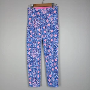 Lilly Pulitzer Women's Leggings in Blue and Pink Floral Pattern Sz XS - Picture 1 of 12