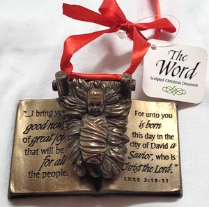 Jesuskind Weihnachtsschmuck Schreibtisch Display Bibel Lukas 2:10-11 3,5"x2" Skulptur - Bild 1 von 10