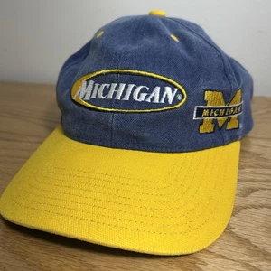 De colección Años 90 Michigan Wolverines Sombrero con Correa Gemelos Empresarial Lona Go Azul - Imagen 1 de 18