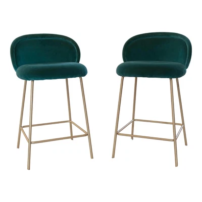 Freifrau 2er Set Barhocker Ona Stoff Spritz Pavone Türkis Blau Gestell  - Bild 1 von 4