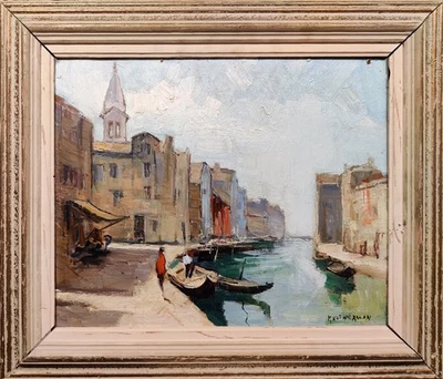 Knut Norman (1896-1977): VENICE CANAL, original oil painting - Image 1 of 4