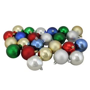 Northlight 24 Shatterproof Multi-Color Shiny Matte Christmas Ornaments 2.5" - Picture 1 of 3