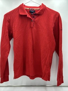 Burberry Golf Long Sleeve Polo Shirt Red Women Size M Made in HK - Picture 1 of 10