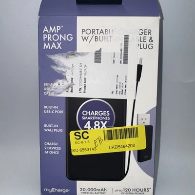 Banco de alimentación de salida myCharge Amp Prong Max 20000 mAh/12 W con carga integrada Foto 1 de 4