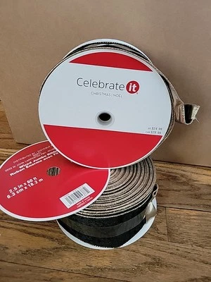 NEW Celebrate It Wired Edge Ribbon 2.5" Wide x 20 Yards Each 2x Black Velvet - Image 1 of 4