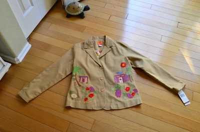 HEARTS OF PALM Size 6 Brown Island Tropical Lined Cotton Blazer Jacket NWT - Image 1 of 4