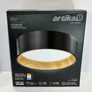 Artika Alton 13 pulgadas Luz de techo moderna de montaje empotrado LED 3 CCT negra de 1 luz - Imagen 1 de 8