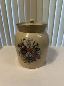 BIDÓN y tapa de cerámica floral para fiesta en casa y jardín.  7,5" H x 6" D. 2005 - Imagen 1 de 11