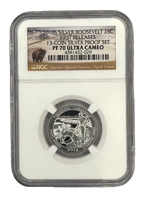 2016-S Silver Proof Quarter Theodore Roosevelt NGC PF70 Ultra Cameo - Image 1 of 2