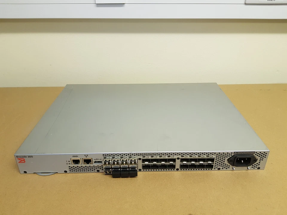 Brocade 300 (8 Active) 8G Fibre Channel SAN Switch w/ 8x 8Gb SFP+ Fabric License - Image 1 of 1