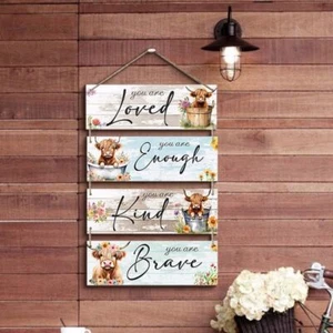 Creative Door Pendant Wooden Wall Hanging Rural Cow Sign Homestay - Picture 1 of 6