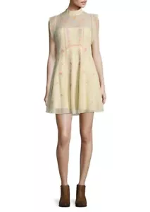 Nuevo con etiquetas Free People Riviera Crema Floral Bordado Ilusión Malla 2 S - Imagen 1 de 2
