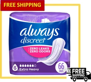Always Discreet Adult Extra Heavy Regular Size Incontinence Pads, Size 6 (66 Ct) - Picture 1 of 6
