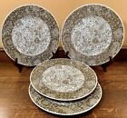 Lot Of 4 Retired 222 Fifth BISCOTTI Fine China 11” Dinner Plates: Green Paisley
