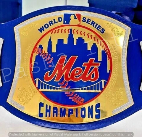 NewYork Mets MLB USA Championship Leather title Brass belt Adult size 2mm 4mm Cover