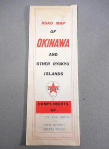 Okinawa Road Map from 1959 Caltex Dealer Ryukuy Islands Historic Facts - Picture 1 of 22