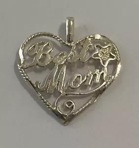 Sterling Silber Beste Mutter Mutter Herz Anhänger Apx 1" Z9 - Bild 1 von 19