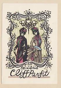 Ex Libris - Japan - Cliff Parfit - Osamu Ueda - Woodblock - Afbeelding 1 van 2