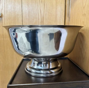 Stainless Champagne / Punch Bowl on Pedestal Base - Very Large - Picture 1 of 12