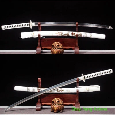 Tortuga Dorada Katana Afilada Japón Samurai Espada T10 Acero con Arcilla Templada #1242 Foto 1 de 4