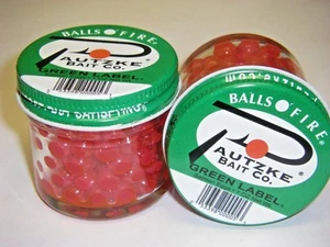 PAUTZKE'S PAUTZKES BALL O FIRE SALMON EGGS GREEN LABEL 2 JARS RED FISHING BAIT - Picture 1 of 1