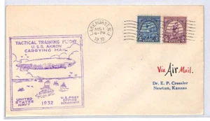 USA AIRSHIP *USS AKRON* Air Mail Cover 1932 TACTICAL TRAINING FLIGHT LZ152 - Picture 1 of 12