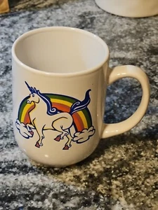Vintage 2003 Norfolk Stoneware Fantasy Unicorn Rainbow Ceramic Mug 14oz. - Picture 1 of 6