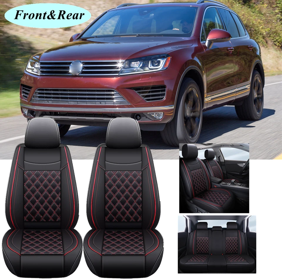 For Volkswagen Touareg 5-Seater Car Front&Rear Seat Covers Full Set PU Leather - Imagem 1 de 4