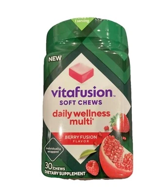 Vitafusion Masticables Suaves Bienestar Diario Multi Adulto 30 ct Sabor Baya Fusión NUEVO Foto 1 de 4