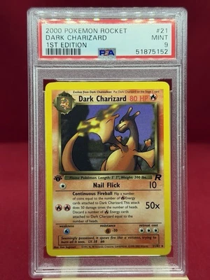 2000 Pokemon Rocket Dark Charizard #21 Non Holo 1st Edition PSA Mint 9 - Image 1 of 2