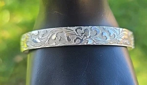 Armreif aus massivem 925 Sterling Silber mit Blumenmuster - Bild 1 von 4
