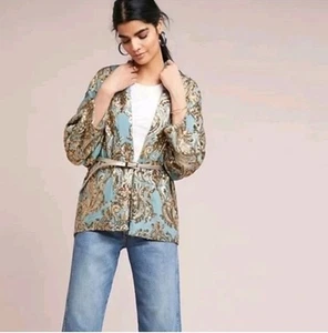 Anthropologie Kimono Glitzer Gold Pailletten - Bild 1 von 8
