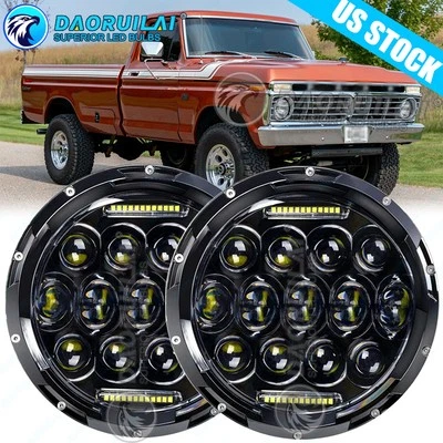 Par de faros LED de 7 pulgadas DRL Hi/Lo para camioneta Ford F-100 F-250 F-350 1953-1977 Foto 1 de 4