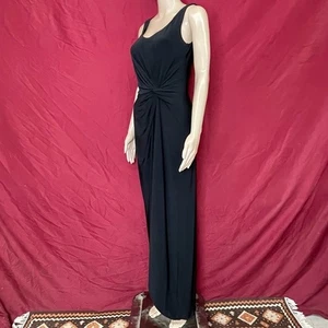 Lauren Ralph Lauren elegantes schwarzes Maxi-Abendkleid mit geknoteter Taille Größe 6 neu mit Etikett - Bild 1 von 9