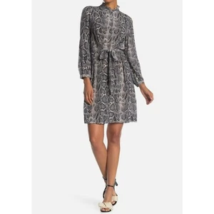 Rebecca Taylor Silk Long Sleeve Button Down Black Snake Print Dress Women's 10 - Picture 1 of 15