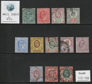 WC1_10805. GREAT BRITAIN. Valuable 1902-1911 set. Wmk. 30. Scott 127-138. Used - Picture 1 of 1