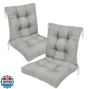 Eoieov High Back Patio Chair Cushions Set of 2 Grey Indoor Outdoor Chair Seat - Picture 1 of 4