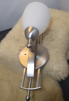 FORTE LIGHTING INTERIOR WALL SCONCE 17" TALL BRUSHED NICKEL FINISH FROSTED GLOBE - Image 1 of 4