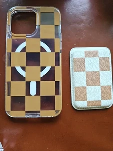 Magnetic Gingham Plaid Wallet Bundle Works With Magsafe Built-in Magnets iPhone - Picture 1 of 5