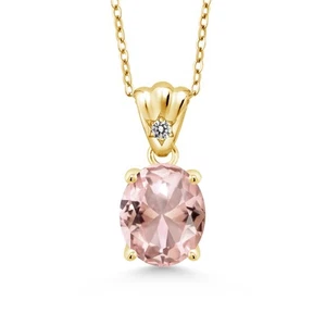 3.91 Ct Peach Simulated Morganite Diamond 18K Yellow Gold Plated Silver Pendant - Picture 1 of 4
