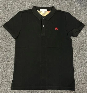 Burberry Children Check Placket Polo Pique Shirt Black - Picture 1 of 7